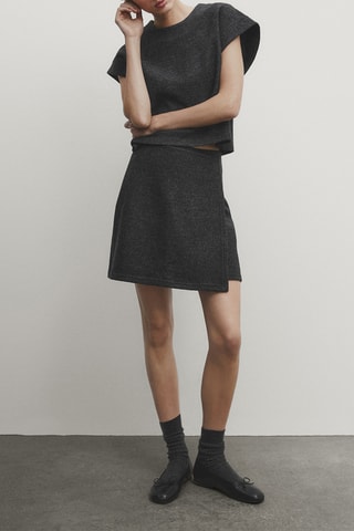 Jupe portefeuille en laine - Anthracite