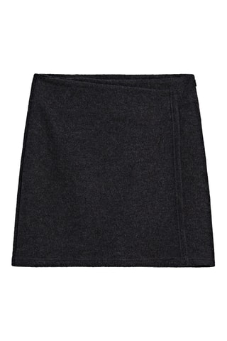 Jupe portefeuille en laine - Anthracite