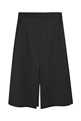 Jupe midi en laine - Noir