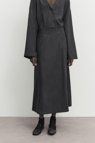 Jupe longue en laine - Anthracite