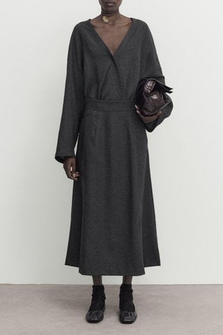 Jupe longue en laine - Anthracite