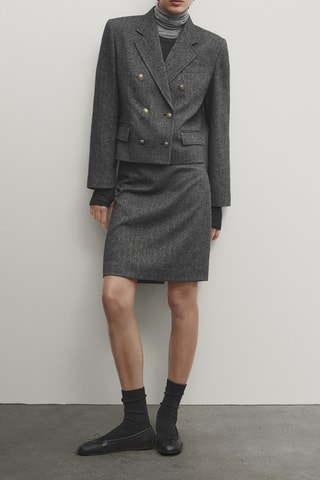 Jupe droite en laine - Gris