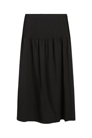 Saia comprida de linho cintura subida - Preto
