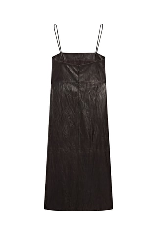 Vestido direito em couro - Castanho