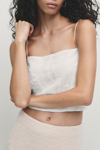 Crop top en ramie - Blanc