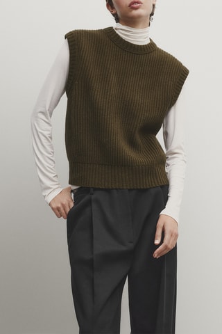 Gilet en laine sans manches - Kaki