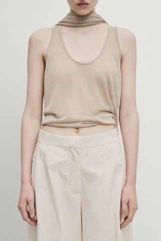 Crop-top em linho - Bege