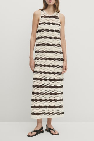 Vestido direito - Bege e castanho