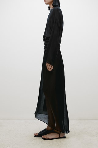 Vestido comprido em linho - Preto