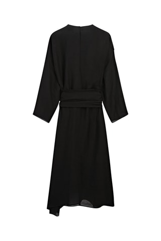 Vestido comprido em linho - Preto