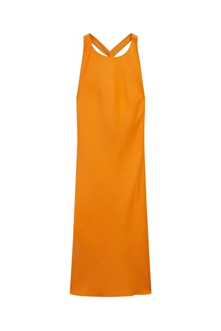 Vestido médio em linho - Laranja