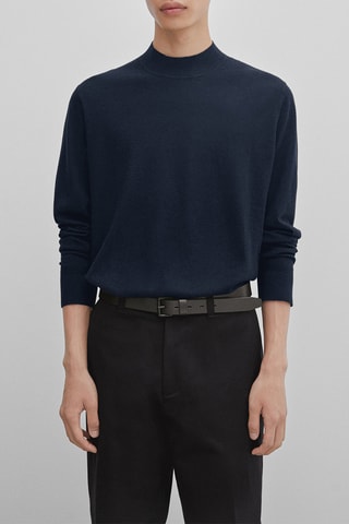 Pull en laine, soie et cachemire - Bleu marine
