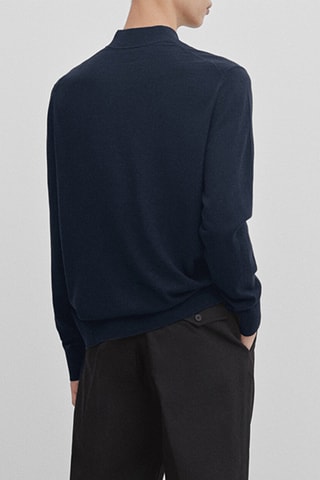 Pull en laine, soie et cachemire - Bleu marine