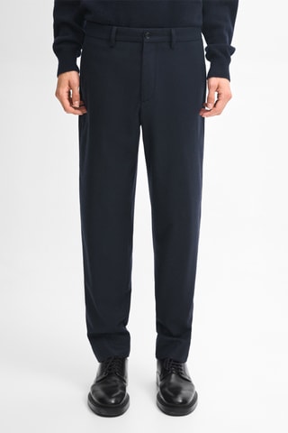 Pantalon carotte en laine et cachemire - Bleu marine