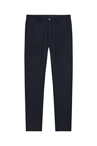 Pantalon carotte en laine et cachemire - Bleu marine