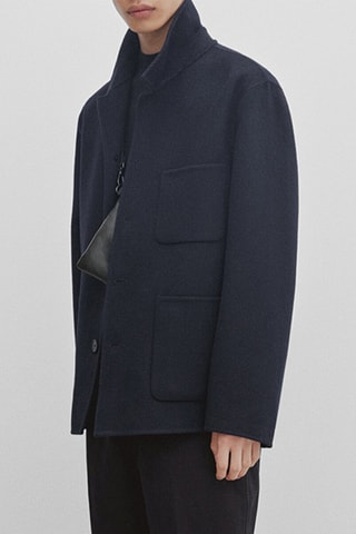 Surchemise oversize en laine - Bleu marine