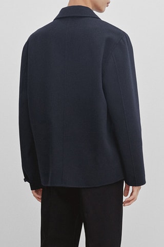 Surchemise oversize en laine - Bleu marine