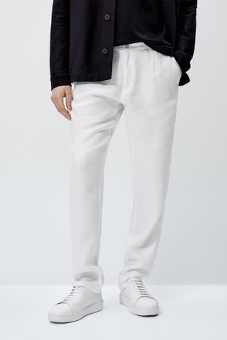 Pantalon en lin - Blanc cassé