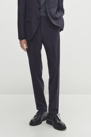 Pantalon de costume en laine - Bleu marine