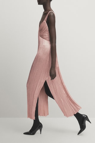 Vestido plissado - Rosa