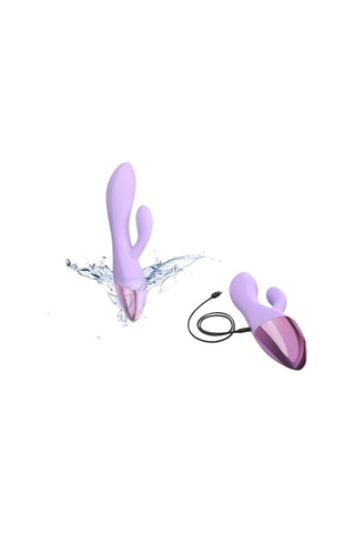 Vibromasseur avec stimulateur clitoridien Funky Bunny - 10,3 cm - Waterproof - Mauve