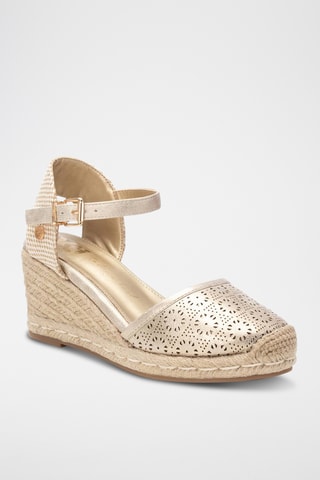 Espadrilles à talons en cuir - Doré