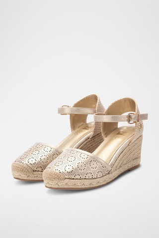 Espadrilles à talons en cuir - Doré