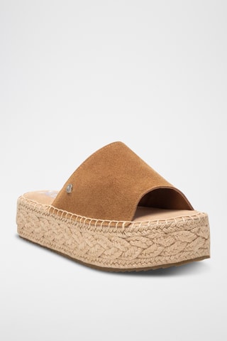 Mules plateformes en cuir - Camel