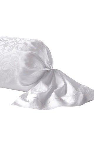 Funda de almohada de satén de algodón tejido jacquard 120 hilos/cm² Victorian - Blanco - 43 x 210 cm