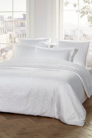 Funda de almohada de satén de algodón tejido jacquard 120 hilos/cm² Victorian - Blanco - 43 x 210 cm