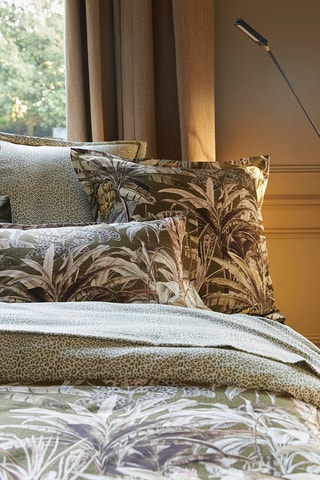 Funda de almohada de satén de algodón 80 hilos/cm² Leopard - Verde
