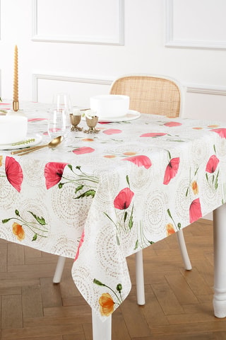 Mantel rectangular - Blanco roto y rosa