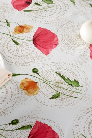 Mantel rectangular - Blanco roto y rosa
