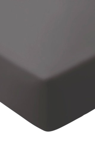 Sábana bajera de satén de algodón 120 hilos/cm² Liso - Gris oscuro