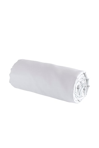 Sábana bajera de satén de algodón 120 hilos/cm² Liso - Blanco