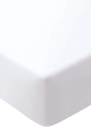 Sábana bajera de satén de algodón 120 hilos/cm² Liso - Blanco