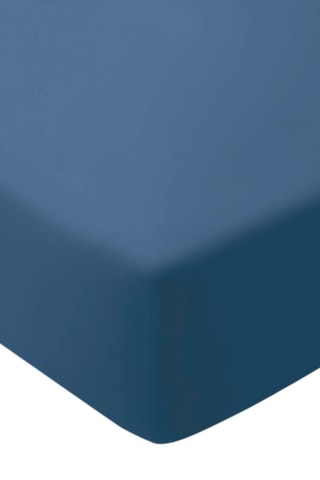 Sábana bajera de percal de algodón 95 hilos/cm² Uni - Azul