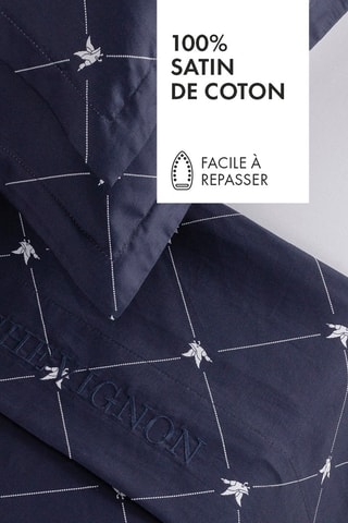 Juego de cama de satén de algodón 80 hilos/cm² Canards Evy - Azul