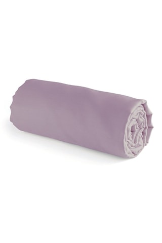 Sábana bajera de satén de algodón 80 hilos/cm² Liso - Violeta
