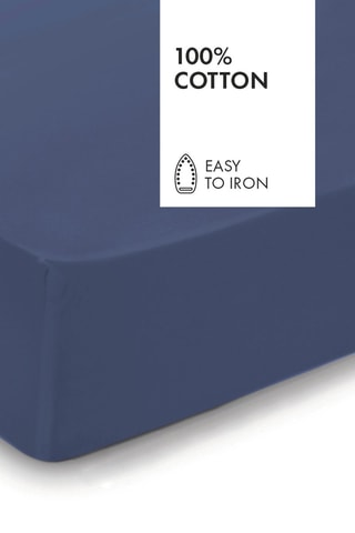Sábana bajera de satén de algodón 80 hilos/cm² Uni - Azul