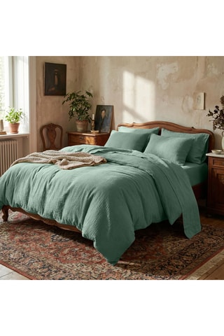 2 fundas de almohada de gasa de algodón Uni - 85 hilos/cm² - Verde