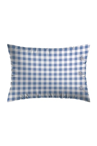 2 fundas de almohada de percal de algodón Checkered - 80 hilos/cm² - Celeste