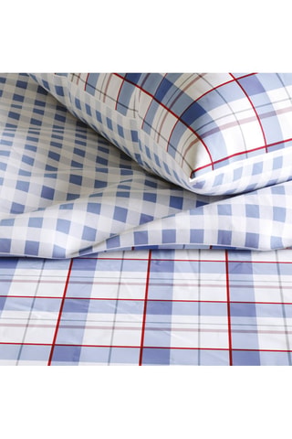 2 fundas de almohada de percal de algodón Checkered - 80 hilos/cm² - Celeste