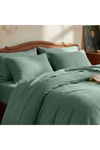 2 fundas de almohada de gasa de algodón Uni - 85 hilos/cm² - Verde