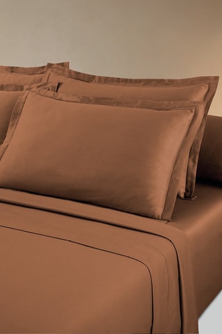 2 fundas de almohada de satén de algodón 80 hilos/cm² Uni 1 baratta - Marrón