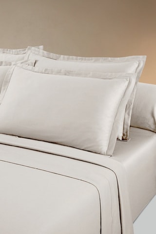 2 fundas de almohada de satén de algodón 80 hilos/cm² Uni 1 baratta - Topo