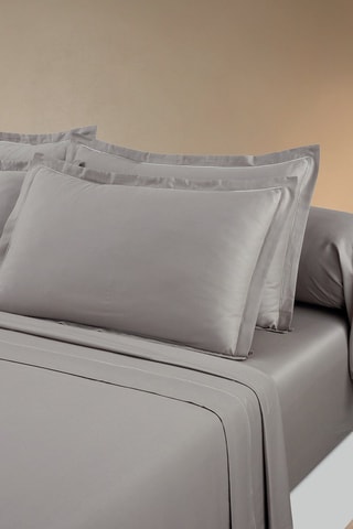 2 fundas de almohada de satén de algodón 80 hilos/cm² Uni 1 baratta - Topo