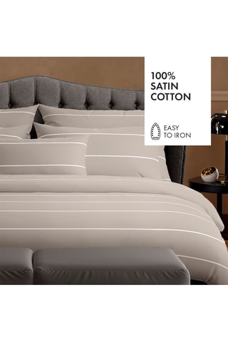 2 fundas de almohada de satén de algodón 80 hilos/cm² Charles - Topo