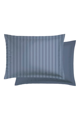 2 fundas de almohada de satén de algodón 120 hilos/cm² Jacquard - Azul