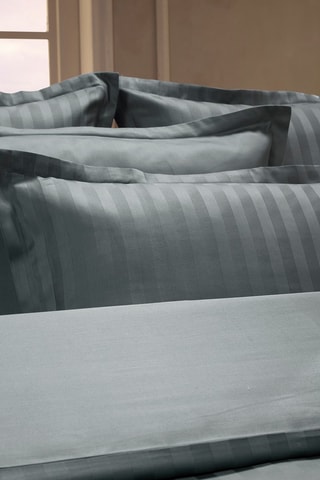 2 fundas de almohada de satén de algodón 120 hilos/cm² Jacquard - Gris